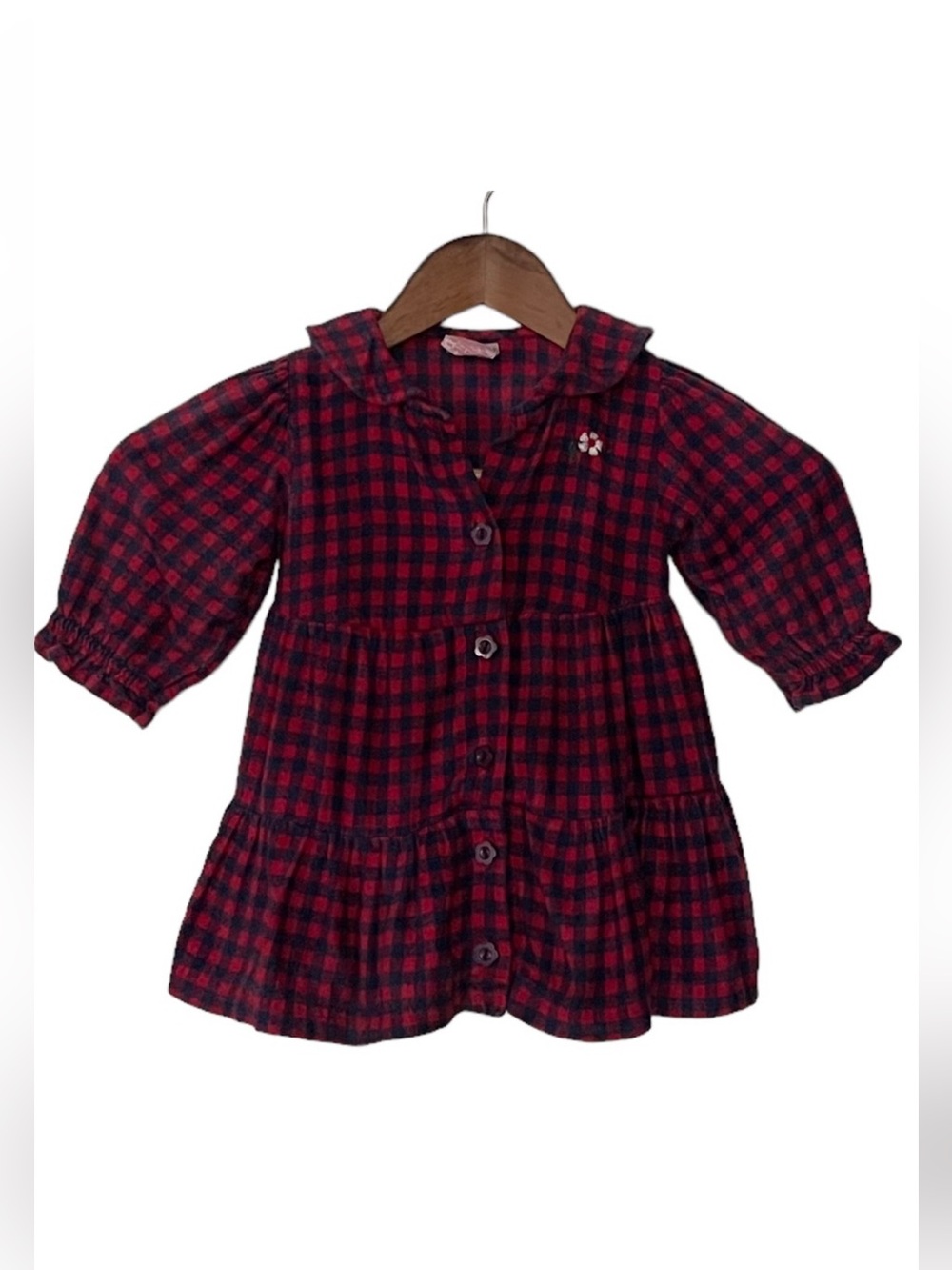 Vintage 90s Brag Bouts Plaid Button Down Dress Size 18 Months